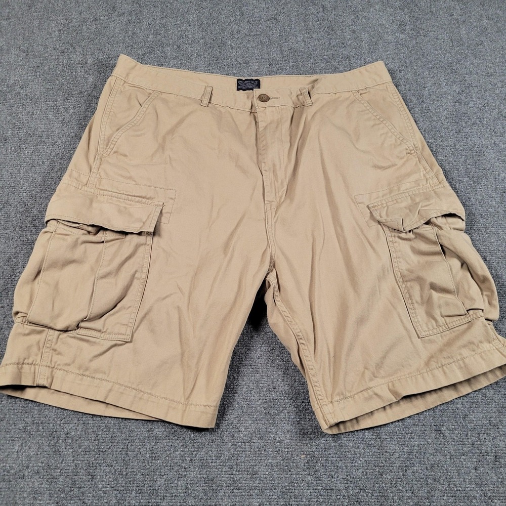 Levi Strauss Cargo Shorts Mens 40 Beige Flat Front Pockets Outdoor Snap Flaps
